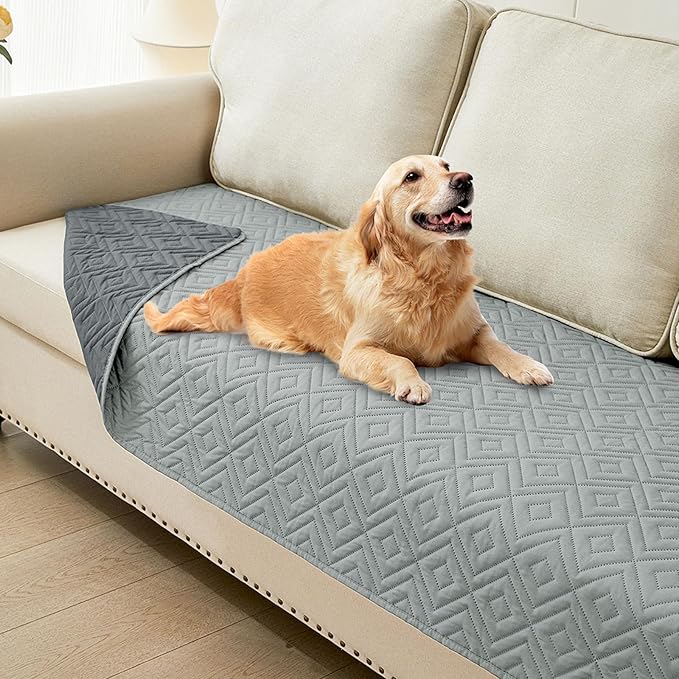 hyha Waterproof Dog Blanket, Soft Pet Bed Blankets, Waterproof Sofa Couch Cover for Dogs Washable, Reversible Pet Couch Covers for Sofa Furniture (30x80 Inch, Grey/Dark Grey)