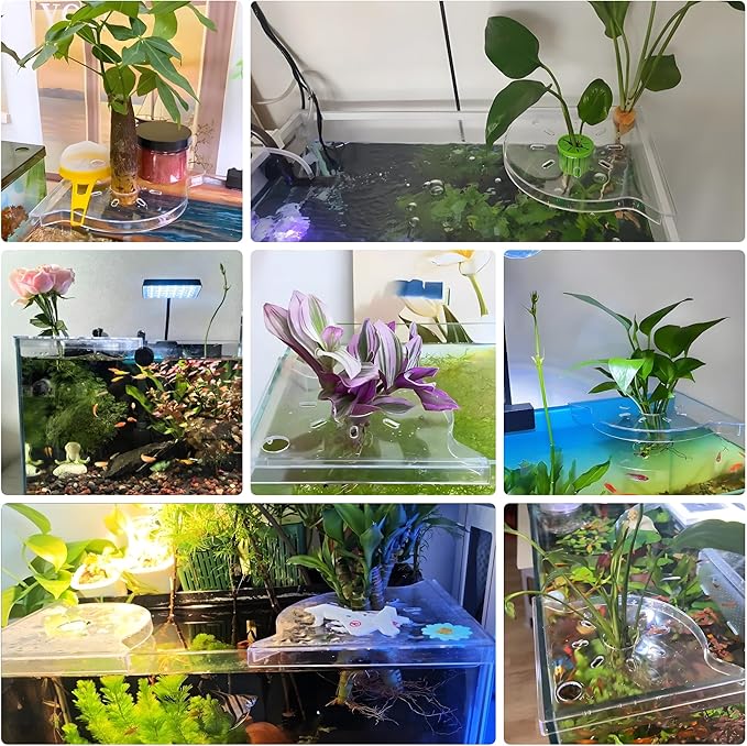 Aquarium Plant Holder for Rimless Fish Tank – 2 Pcs Corner Shelf for Fish Tank Top, Aquatic Plant Planter & Organizer for Aquatic Plants, Decor, and Accessories (White)