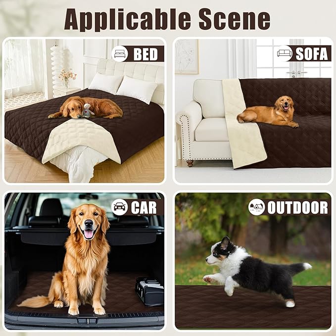 Smiry Waterproof Dog Bed Cover Blanket 30x70, Soft Reversible Pet Blanket, Washable Leakproof Cats Dogs Couch Cover for Sofa, Couch, Furniture, Chocolate/Beige