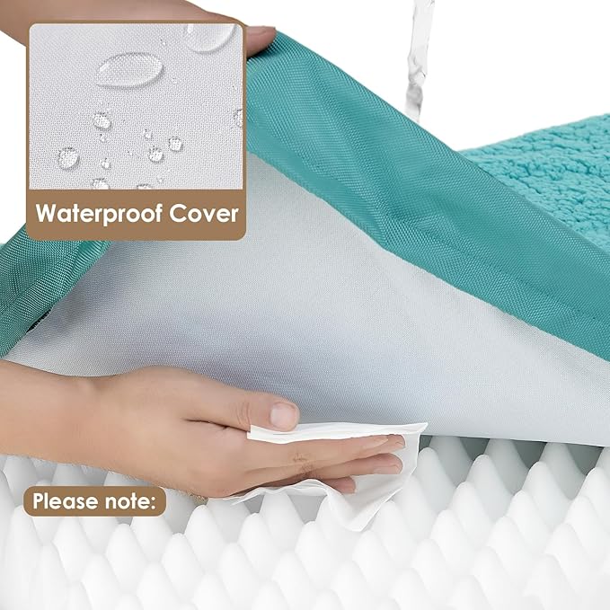EHEYCIGA Orthopedic XXL Dog Beds for Jumbo Dogs with Removable Washable Cover for Crate, Turquoise Blue, 47x29