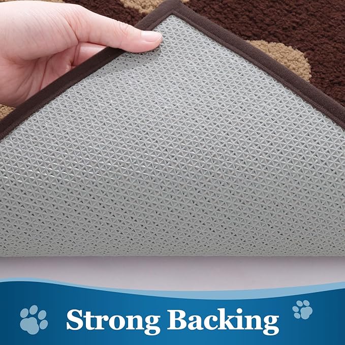 Buganda Dog Door Mat for Muddy Paws, Absorbent Dirt Trapper Washable Indoor Doormats, Non Slip Low-Profile Mud Mat for Dogs, Front Entrance Doormat for Inside Floor (59x35 Inches, Brown)