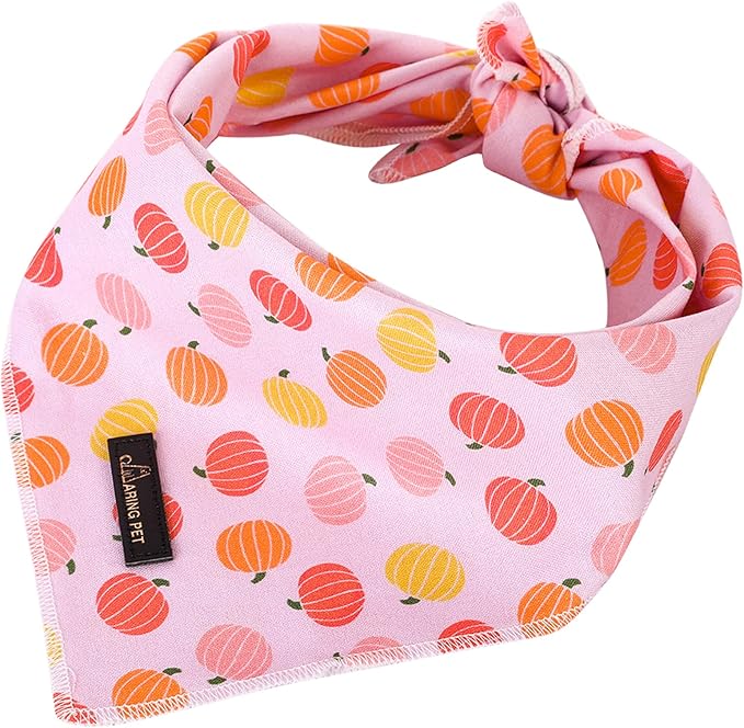 ARING PET Halloween Dog Bandanas, Cotton Pink Pumpkin Pet Bandanas Cute Triangle Bibs Scarf for Small Medium Large Boy Girl Dogs and Cats-L