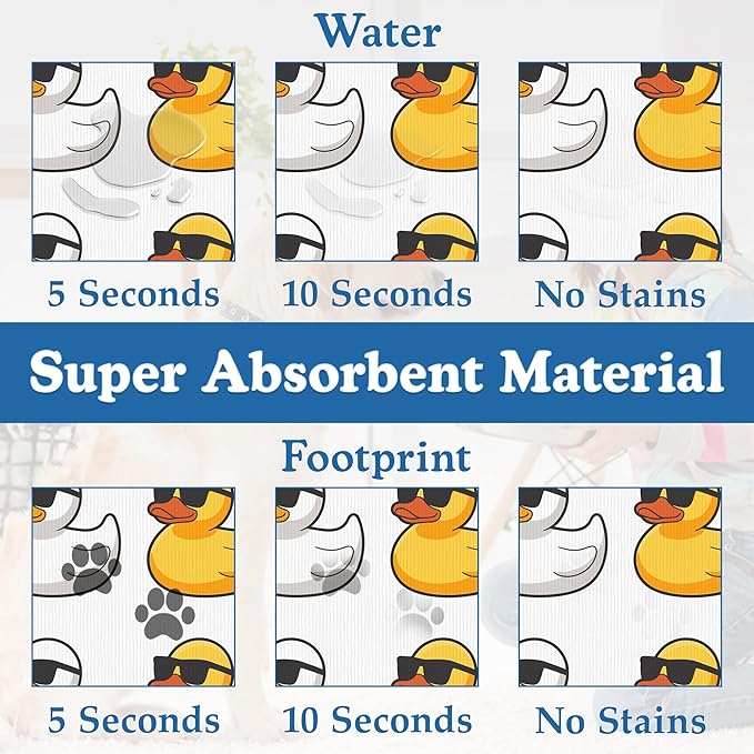 Cute Ducks Glasses Pet Feeding Mat for Floors–Christmas Stocking Absorbent Quick Dry Dog Cat Bowl Mat for Food and Water, Non Slip Waterproof Base, Mess-Free Feeding Accessories 16"x24"