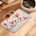 Pink Magnolia Feeding Mat,Vintage Flowers Absorbent Quick-Dry Cat Dog Food and Water Bowl Mats,Non-Slip Rubber Backing Mat,Cat Dog Accessories Supplies 12" x 20"