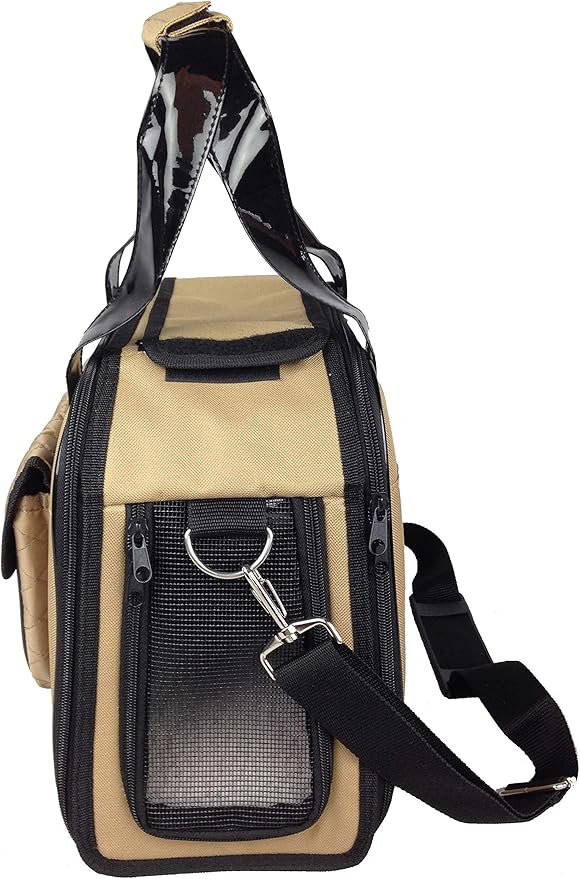 Pet Life ® 'Mystique' Fashion Designer Travel Soft-Folding Airline Apprived Pet Dog Carrier with Quilted Front Pocket