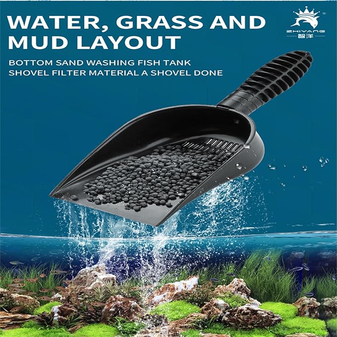 Aquariums Sand Shovel Fish Tanks Tool with Ergonomic Handle Aquariums Scooper Sifter Cleaner PVC B#