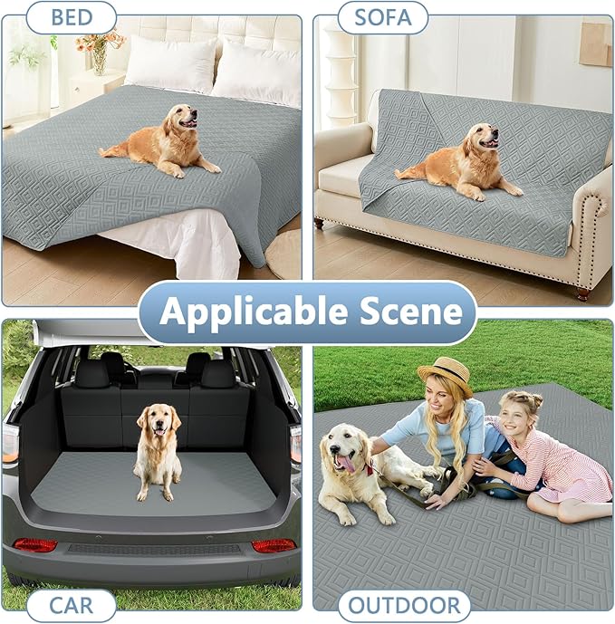 hyha Waterproof Dog Blanket, Soft Dog Bed Cover Pet Blankets, Waterproof Sofa Couch Cover for Dogs Washable, Reversible Pet Couch Covers for Sofa Furniture (52x82 Inch, Grey/Grey)