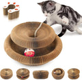 Collapsible Cats Cardboard Scratcher, Interactive Cat Toys for Indoor Cats, Scratch Pad Shape Shifting Ball Track with Bell, Magic Organ Cat Toy for Chase & Scratch Easter Toys Gift for Kitties Paw