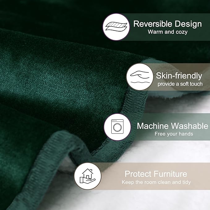 gogobunny Waterproof Bed Blanket, Reversible Sherpa Fleece Throw Blanket for Dog Puppy Cat, Furniture Cover Protects Bed Couch Sofa from Liquid Pee and Pet Fur (Forest Green, 30x30 inches)