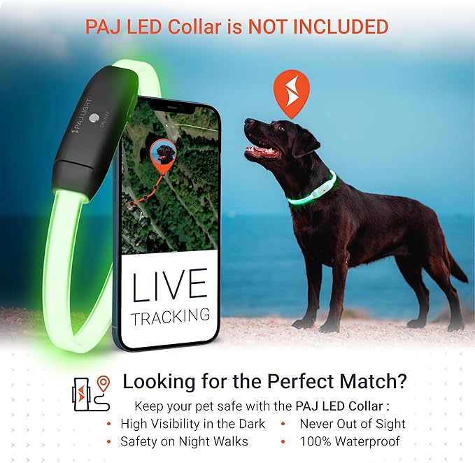 PAJ GPS Dog Tracker - 4G Real-Time Tracking & Runaway Alerts - Waterproof, Long-Range, Smart App Monitor Health & Activity - Fits Any Collar, Mini Device Navigator Chip - Subscription Required - Black