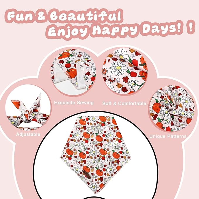 Pet Collar-Autumn Daisy Dog Collars-Pink Grid Puppy Collar-Adjustable, Sturdy & Cute Girl Boy Dog Collars for Outdoor Fun