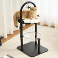 Modern Cat Tree Tower for Indoor Cats up to 12lbs, 34" H Furniture-Style Metal Cat Tower with Scratching Posts, Wood Cat Bed with Soft Plush Cushion Washable, Acrylic Capsule, Classic Black
