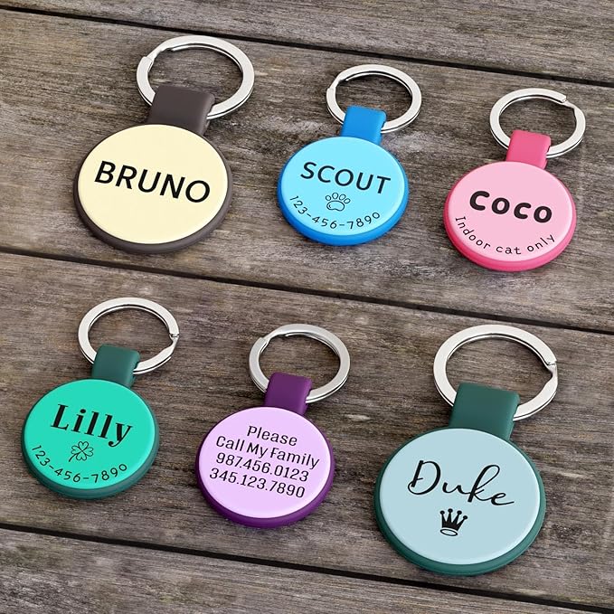 Silent Silicone Dog Tags, Custom Engraved Pet ID Tags for Cats and Dogs, Personalized Small Size Cat Tags with Cute Designs (Symbols, Small)