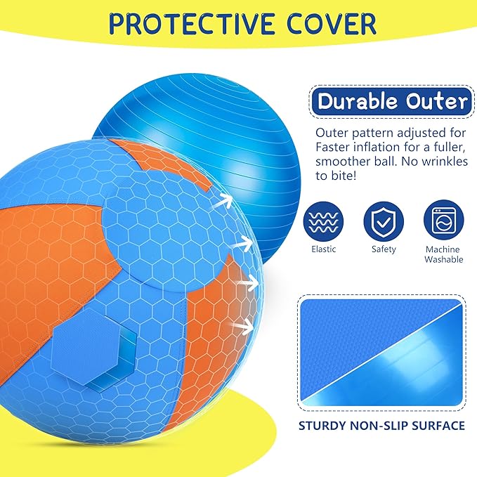 Herding Ball for Dogs and Horses - 18" Dog Herding Ball for Australian Shepherd Collie, Jolly Ball for Dogs Agility Equipment, Herding Ball Durable Bite-Resistant with Reinforced Stitching-Orange&Blue