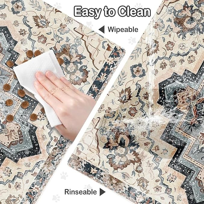 Dog Food Mat for Pet Cat Food Mat, Boho Absorbent Quick Dry Dog Bowl Mats for Food and Water, Non-Slip Cat Pet Feeding Mats for Floor Placemats 12"x20"