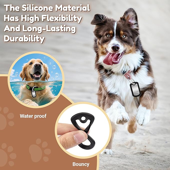 10 Pack Dog Tag Silencers, Dog Tag Protector & Silicone Cover with 4 Chains, for Noise Reduction and Scratch Prevention on Pet Collars, Perfect for Active Dogs or Multi-Pet Households
