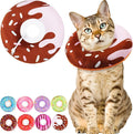 Cat Cone Collar Soft, Cute Cat Donut Collar After Surgery, Adjustable Kitten Recovery Cones to Stop Licking, Lightweight Neck Elizabethan Collars for Cats Kittens (Chocolate, Medium)