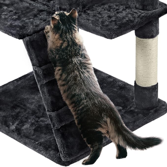 Yaheetech 62in Cat Tree Cat Tower for Indoor Kitten, Pet Furniture w/Double Condo, Scratching Posts, Multiple Platforms and Balls for Kittens, Black