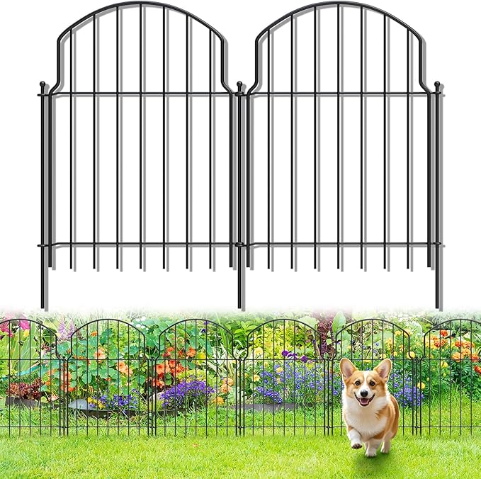 10Pcs Decorative Garden Fence, 20in(H)/10.8ft(L) Rustproof Metal Fences Animal Barrier Outdoor for Yard, Flower Bed Edging Ornamental Border Panel for Dogs, Rabbits, Dig Defence, Garden Decor, Patio
