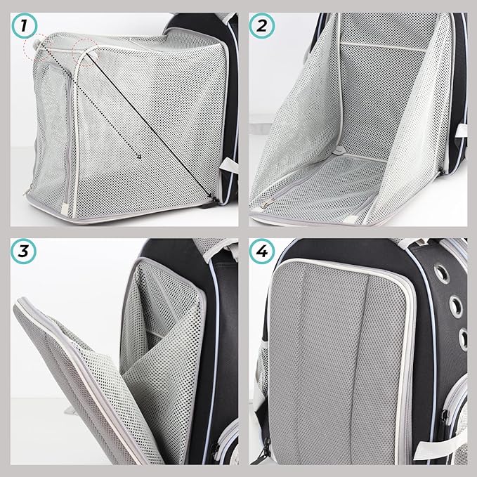 Lollimeow Expandable Cat Backpack Carrier for Large Cats & Small Dogs - Airline Approved Pet Bubble Backpack with Dual-Side Expansion, Perfect for Travel, Hiking & Outdoor Adventures, Up to 16lbs