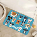 Cute Dog Cat Food Mat,Absorbent Pet Feeding Mat with Rubber Backing,Non-Slip Water Bowl Placemat,Indoor Pet Accessories Supplies 16"x24"