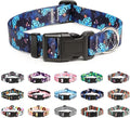 Mercano Adjustable Dog Collar - Special Design Patterns, Soft Nylon Comfortable Durable Pet Collar for Small Medium Large Dogs (L, Monstera)