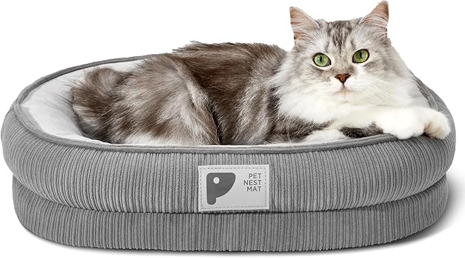 Orthopedic Cat Bed for Puppy,Cat Sofa Bed with Egg Crate Foam Dog Couch Bed with Four-Sided Bolster, Removable Cover & Non-Slip Bottom Grey XS