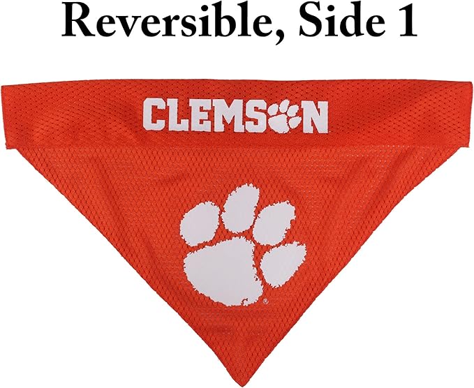 Pets First Collegiate Pet Accessories, Reversible Bandana, Clemson Tigers, Large/X-Large