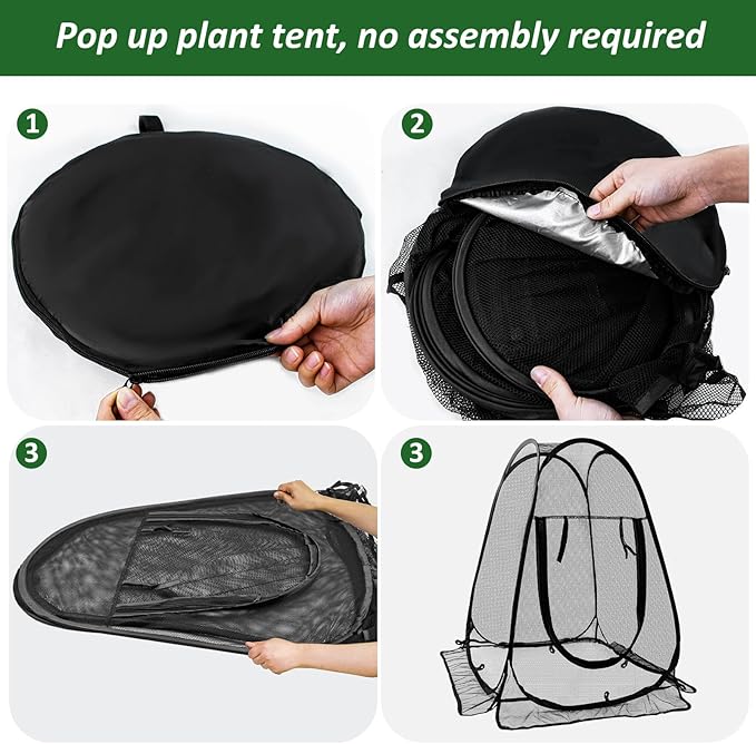 Pop Up Mesh Plant Protectors from Animals,Large Plant Netting Guard Cover with 8 Stake Crop Cage Fine Mesh Plant Tents for Protect Flower Tomato Vegetable from Deer Cat Bird Squirrel, 28x28x34 in