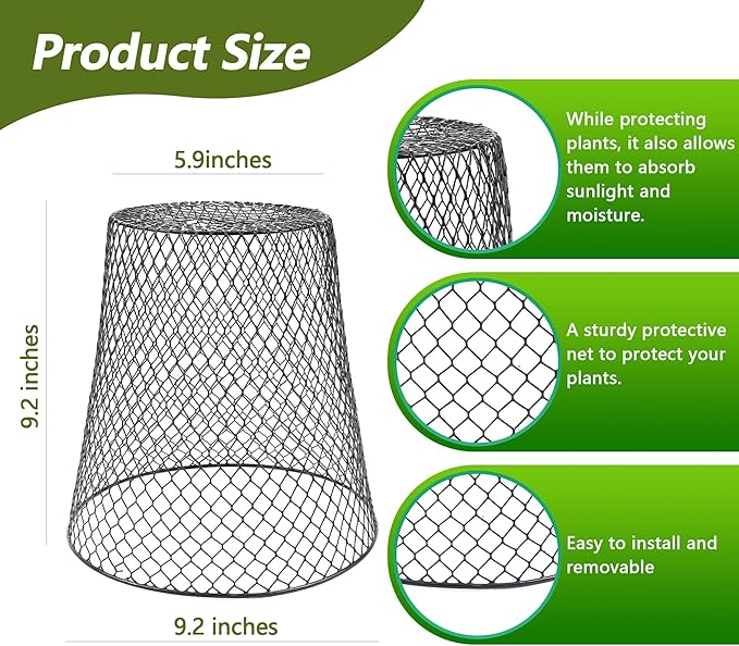 Anothera 20Pcs Chicken Wire Cloche Plant Covers, 9.2×9.2 Inches Plant Protectors from Animals, Metal Garden Plant Cages for Outdoor Plants, Keep Rabbits, Squirrels, Birds Out