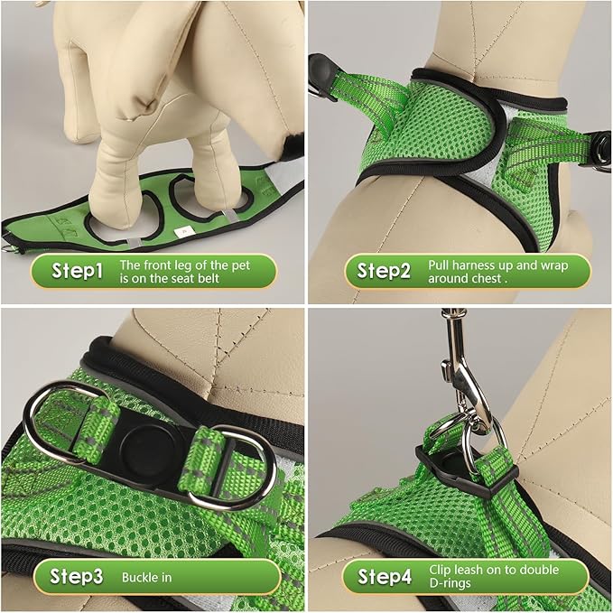 YIMEIS Dog Harness and Leash Set, No Pull Soft Mesh Pet Harness, Reflective Adjustable Puppy Vest for Small Medium Large Dogs, Cats (Grass Green, Small (Pack of 1)