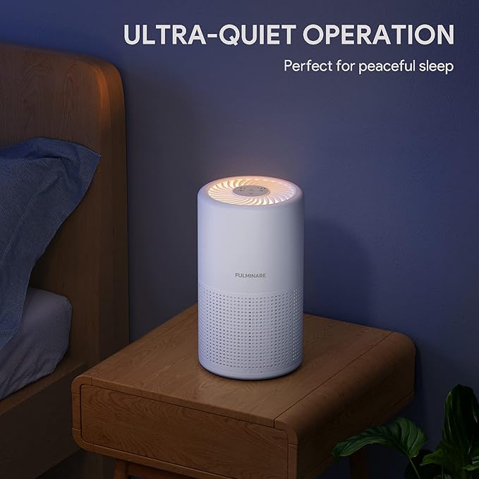 Air Purifiers for Bedroom, FULMINARE H13 True HEPA Air Filter, Quiet Air Cleaner With Night Light, Portable Small Air Purifier for Home, Office, Living Room