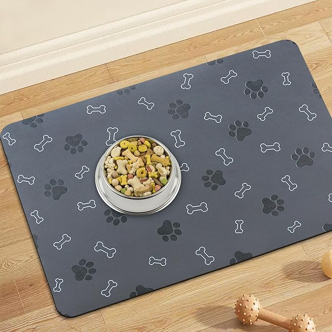 Pet Cat Dog Food Mat Non Slip Mat for Dog Water Bowl Mat Quick Dry Absorbent Cat Feeding Mat, 18.1 * 11.8 in, Red
