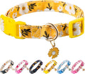 Cotton Dog Collar Yellow Flower Pattern for Boys and Girls Cute Dog Collars Summer Fall Gift Adjustable for Medium to Large Breed Dogs (M)