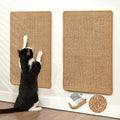 Cat Scratcher Mat,Sisal Cat Scratch Pad with Hook&Loop Tape,Wall Floor Kitten Scratching Pads Rug for Indoor,Furniture Protector for Couch&Carpets&Sofas,Kitty Bithday Gifts,Medium,Brown,2 Pack
