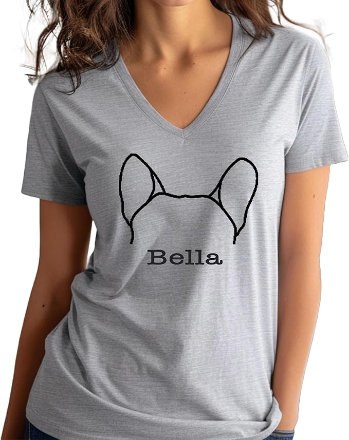 Custom Dog Mom Shirt for Women Pet Ears Sweatshirt with Name Unique Puppy Line Art Cute Dad Hoodie for DogDad Owner Lover