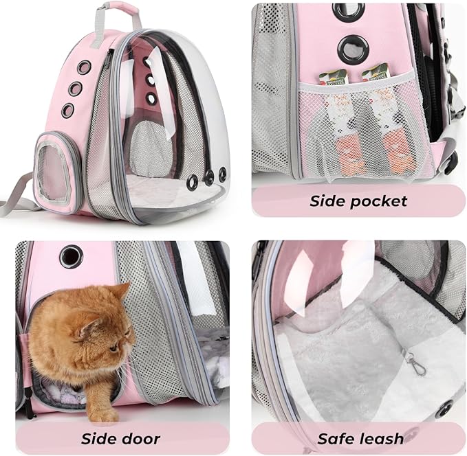 Lollimeow Cat Carrier Backpack, Expandable Bubble Pet Carrier for Cats and Small Dogs, Airline Approved Travel Backpack for Hiking, Walking & Outdoor Adventures - Supports up to 16 lbs