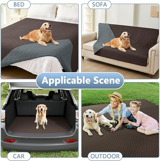 hyha Waterproof Dog Blanket, Soft Pet Bed Blankets, Waterproof Sofa Couch Cover for Dogs Washable, Reversible Pet Couch Covers for Sofa Furniture (68x82 Inch, Chocolate/Dark Grey)
