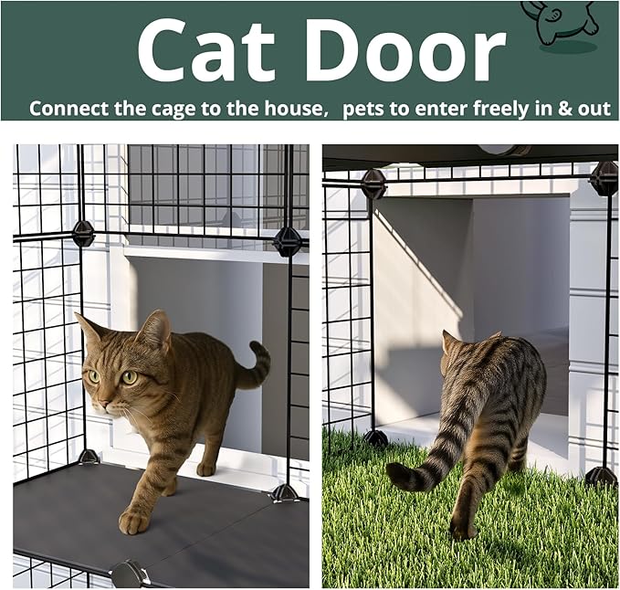 Oneluck 69 Inch Catio Outdoor Cat Enclosure with Super Large Enter Door, Balcony Cat Playpen with Platforms,DIY Outside Cat Patio Large Exercise Place Ideal for 1-4 Cats