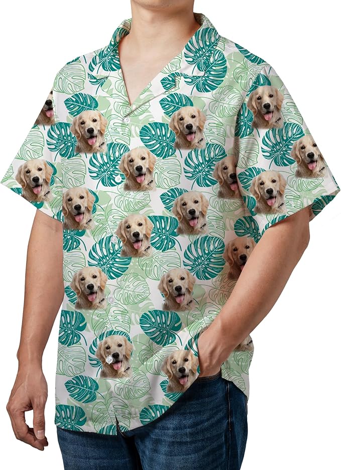DILYPOD Custom Hawaiian Shirt with Face, Personalized Button Down Hawaiian Shirts for Men, Women, Photo Hawaiians Shirt