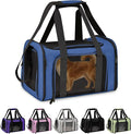 Pet Travel Carrier Bag – Airline Approved Soft-Sided Dog & Cat Carrier, Foldable, Breathable Mesh, Washable Pad – Fits Pets up to 15 lbs – The Pup Quartet (Blue)