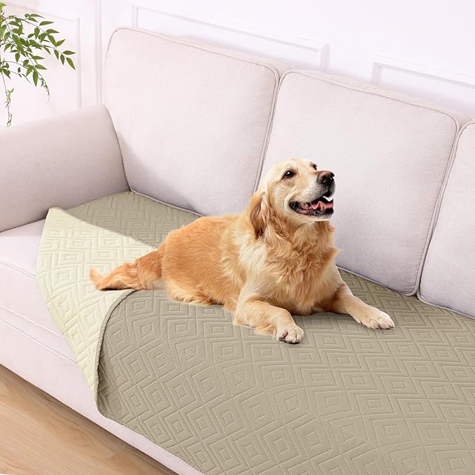 hyha Waterproof Dog Blanket, Soft Dog Bed Cover Pet Blankets, Waterproof Sofa Couch Cover for Dogs Washable, Reversible Pet Couch Covers for Sofa Furniture (40x80 Inch, Taupe/Beige)