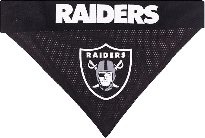 Pets First NFL LAS Vegas Raiders Reversible Bandana Size XX-Large for Dogs & Cats. 2 Sided Sports Bandana, Premium Embroidery Team Logo, Many NFL Teams Available