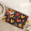 Chicken Rooster Hen Flower Meadow Dog Cat Food Mat,Absorbent Pet Feeding Mat with Rubber Backing,Non-Slip Water Bowl Placemat,Indoor Pet Accessories Supplies 12"x20"