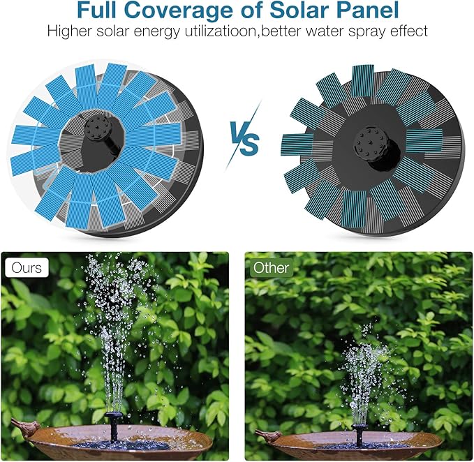 AISITIN Outdoor Solar Garden Fountain 3.5W Solar Pump Outdoor Pond with 6 Nozzles Floating Solar Fountain Pump for Bird Bath, Aquarium, Garden Fountain (1 Piece)