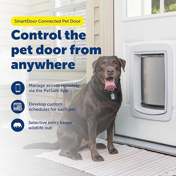 PetSafe SmartDoor App-Controlled Pet Door (Large), Made for Multiple Pets, Selective Entry and Exit, Control Through Your Phone, Smart Dog Door, Wi-Fi Enabled (White - Large)