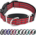 Hikiko Martingale Dog Collars Reflective Nylon Dog Collar with Quick Release Buckle Adjustable Training No Slip Dog Collar (X-Small, Red)
