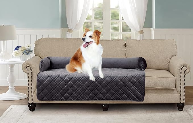 Brilliant Sunshine Premium Calming Dog Bed Mat, Silky Velvet, Removable Washable Cover, Cushion Protector and Couch Covers for Dogs, Pets, Cats, Extra Large, Grey
