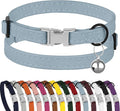 Leather Cat Collar with Buckle and Removable Bell - Non Breakaway Adjustable Soft Safety Small Pet Collars for Girl Boy Cats Kitten (Cornflower)