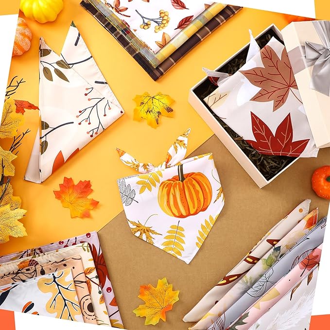 100 Pcs Fall Dog Bandanas Bulk Thanksgiving Pet Bibs Triangle Scarf Autumn Pet Bandanas for Medium Large Dogs Fall Autumn Harvest Festival Thanksgiving Costume Decor